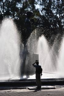 A famosa estátua de David, na Plaza Rio de Janeiro, centro do bairro de Roma, na Cidade do México, capital do país